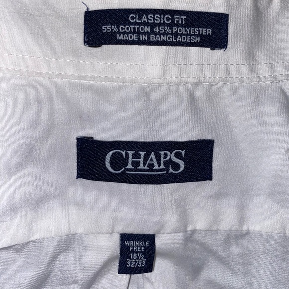 Chaps Classic Fit White Button Down Shirt. Size 16 32/33 - Picture 3 of 3